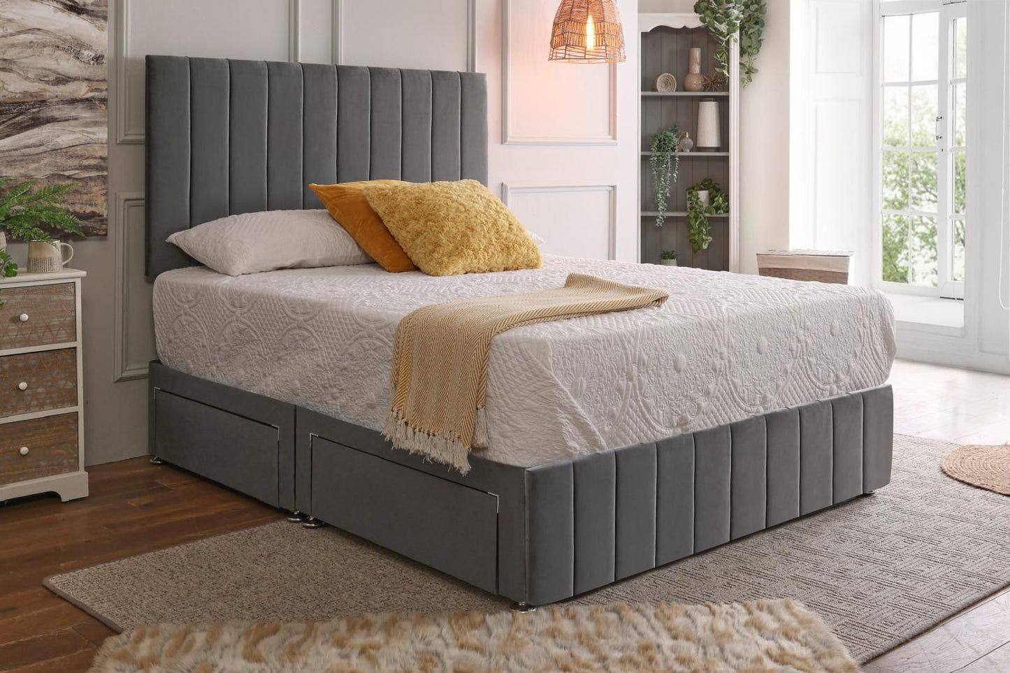 Belmont Velvet Divan with Airflow Spring Memory Mattress