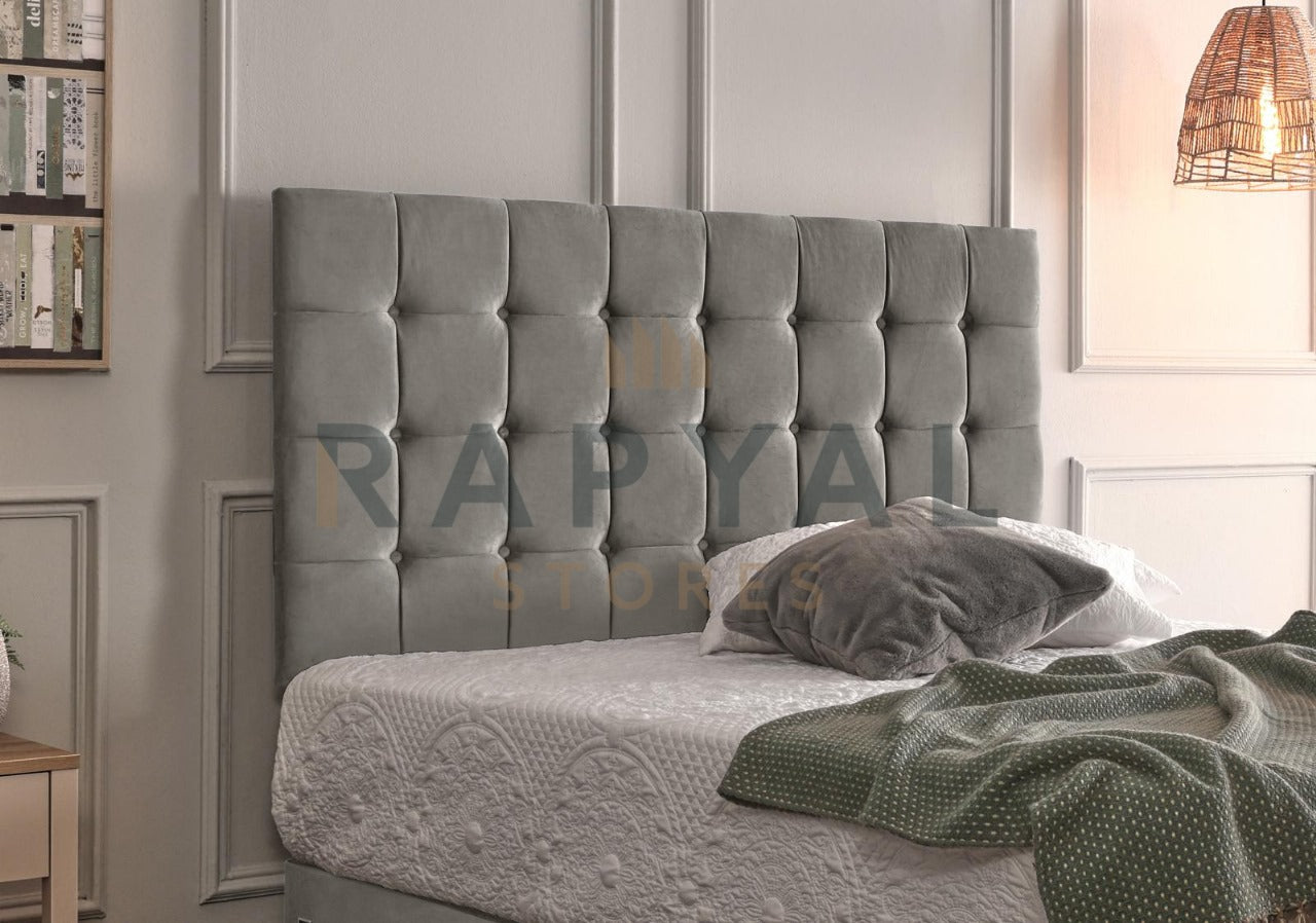 Capri Light Grey Reinforced Divan Bed Base with Box Headboard