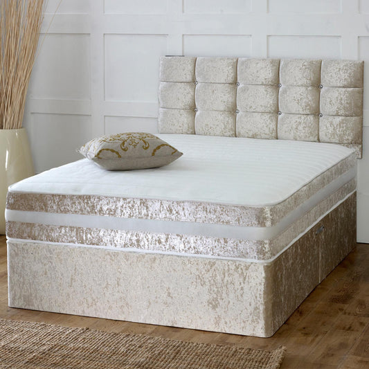 Marcus House Crushed Velvet Divan with 3D Airflow Spring Memory Mattress