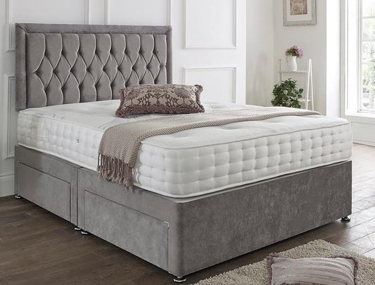 Jamie Reinforced Divan Bed Set with Button Headboard