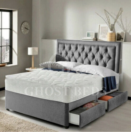 Rayshon Reinforced Divan Bed Set with Button Headboard