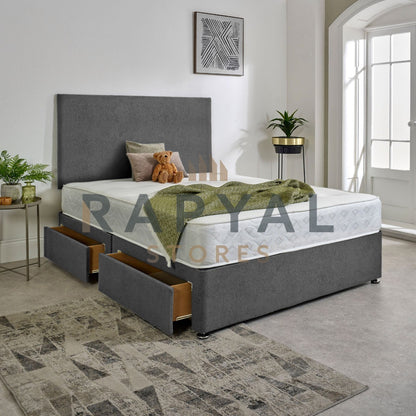 George Divan Fabric Bed with Luxury Hand Tufted Damask Mattress