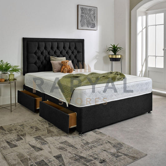 Fraser Luxury Divan Bed Set with Designer Headboard