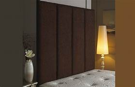 Talia Panel Design Brown Chenille Floor Standing Divan Bed Headboard